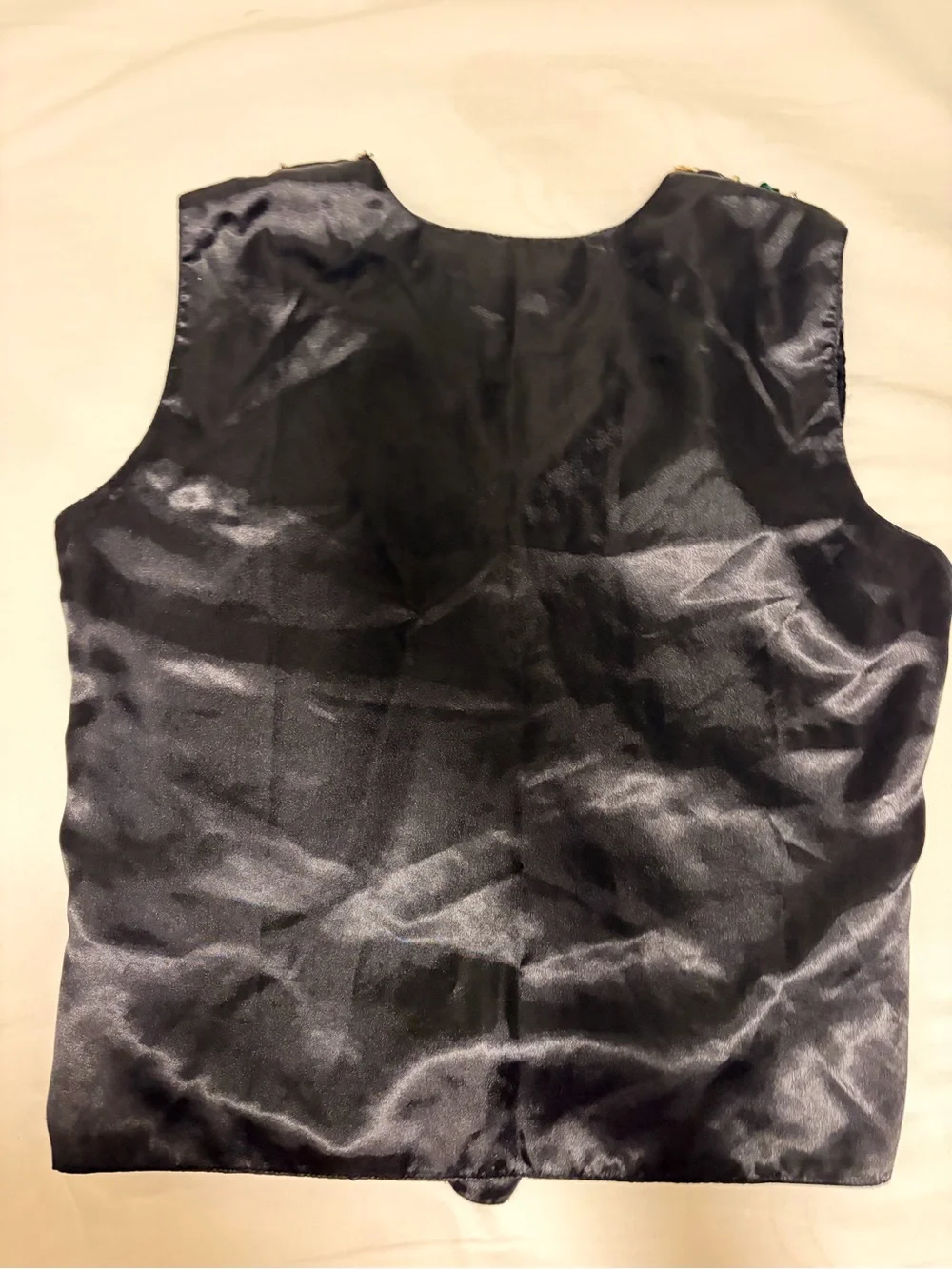 SCALA Black Sequin Vest with Red & Green Poinsettias